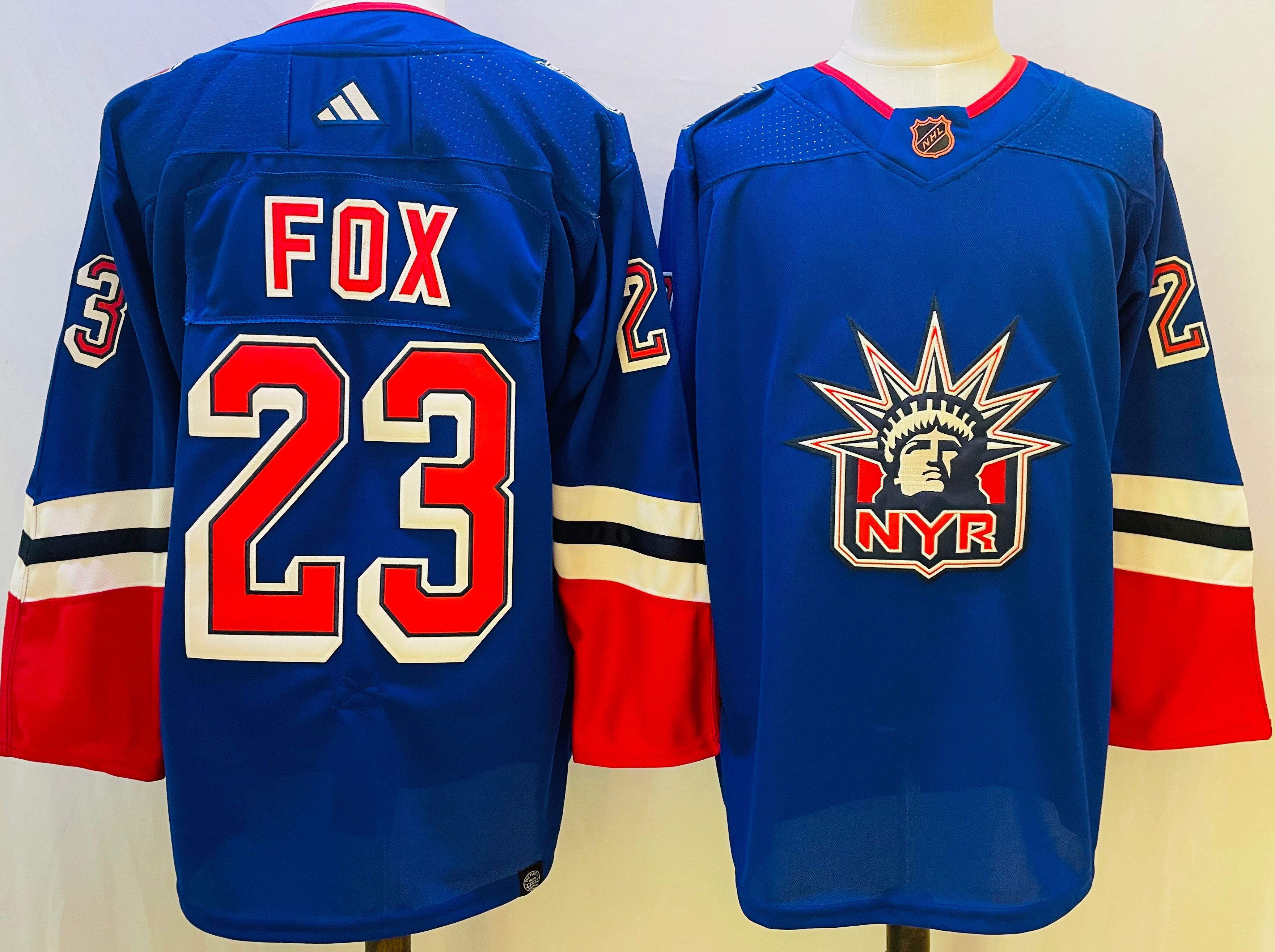 Men New York Rangers #23 Fox Blue Throwback 2022 Adidas NHL Jerseys->arizona coyotes->NHL Jersey